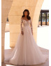 Beaded Ivory Lace Tulle Wedding Dress With Horsehair Trim